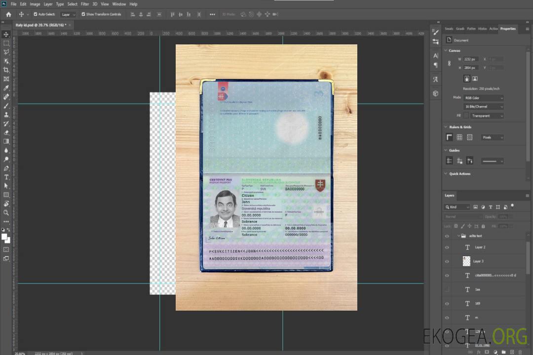 Passeport slovaque version 3 photolook template